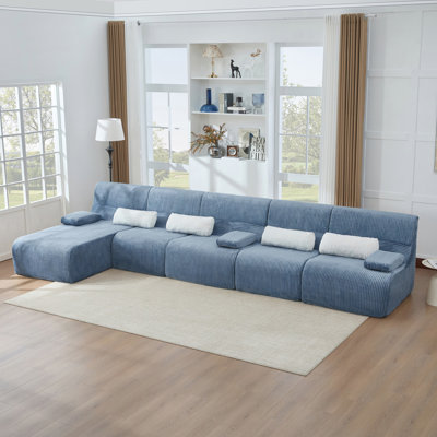 Oversized Sectional Sofa 161.8" Boneless Sofa L-shaped Sofa Couch Cozy Sofa for Living Room, Blue