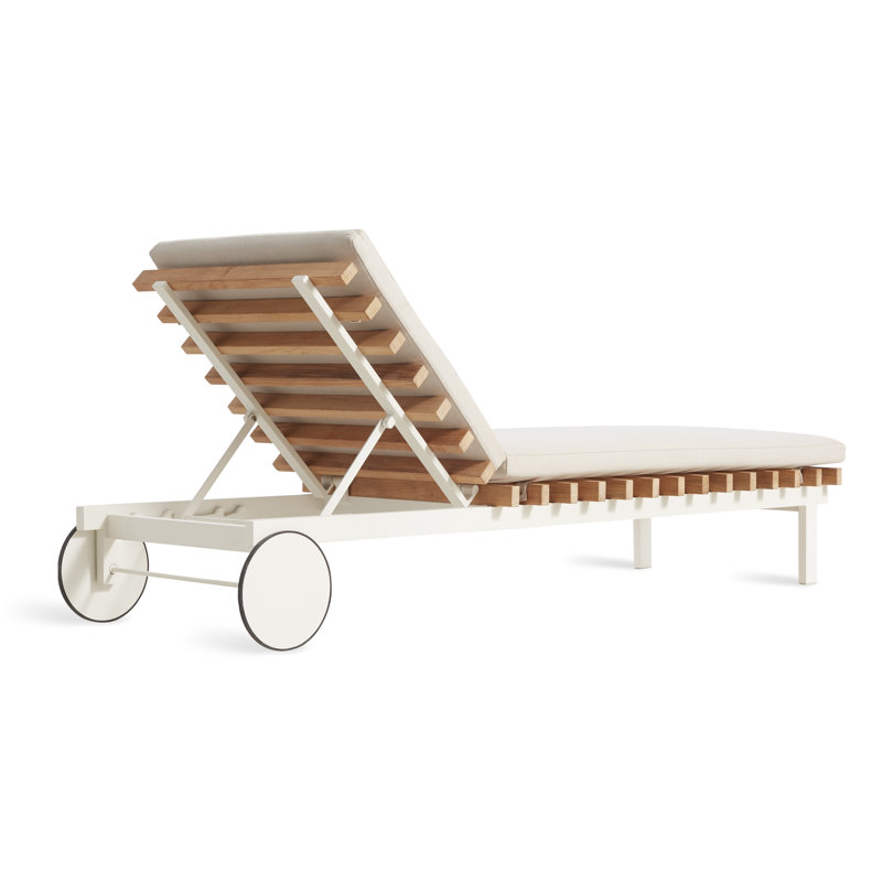 Perch Outdoor Teak Chaise Lounge, Sunbrella Linen, White