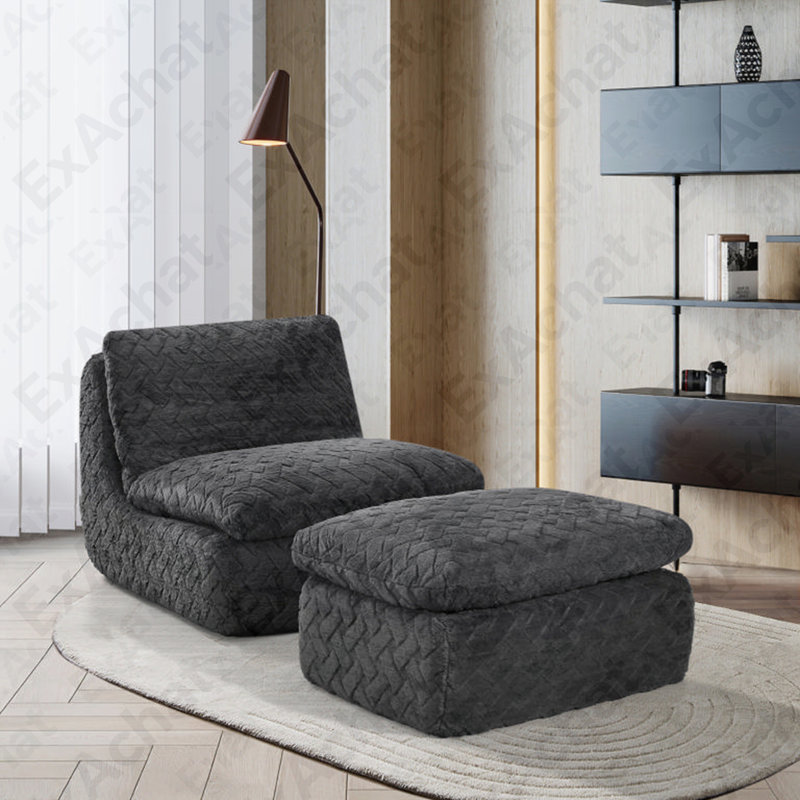 Fauteuil à compression complète avec repose-pieds Liyasi, Noir