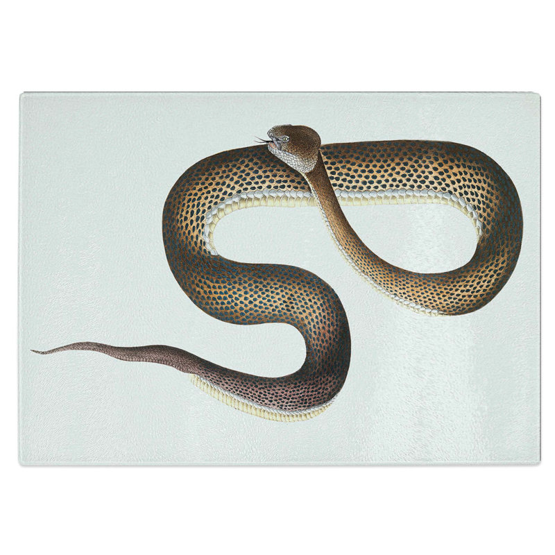 Tempered Glass Snake Illustration Chopping Board, 39 cm W x 28.5 cm L