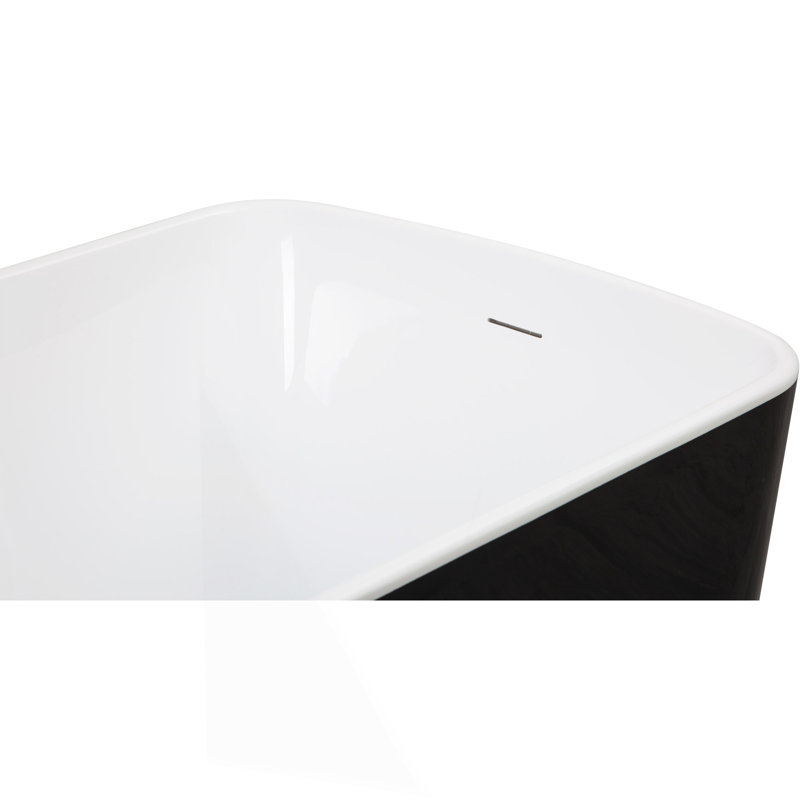 49'' Acrylic Freestanding Soaking Bathtub, Square-Shape Japanese Soaking Hot Tub With Chrome Overflow And Drain, Glossy 24A01-49B