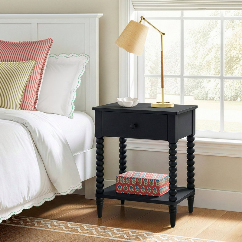 Benbrook 1 - Drawer Spindle Nightstand, Black