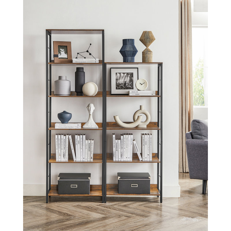 Aftyn 60cm W Steel Etagere Bookcase, (6 Shelves) 178cm H x 60cm W x 30cm D