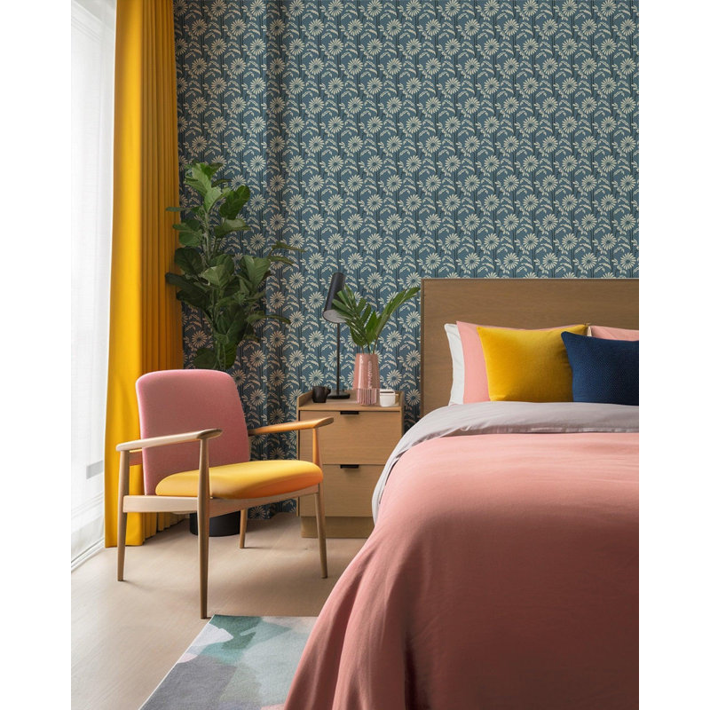 Woodland Bloom - Floral Wallpaper, Pink Peppercorn, Faux Grasscloth, Non-pasted