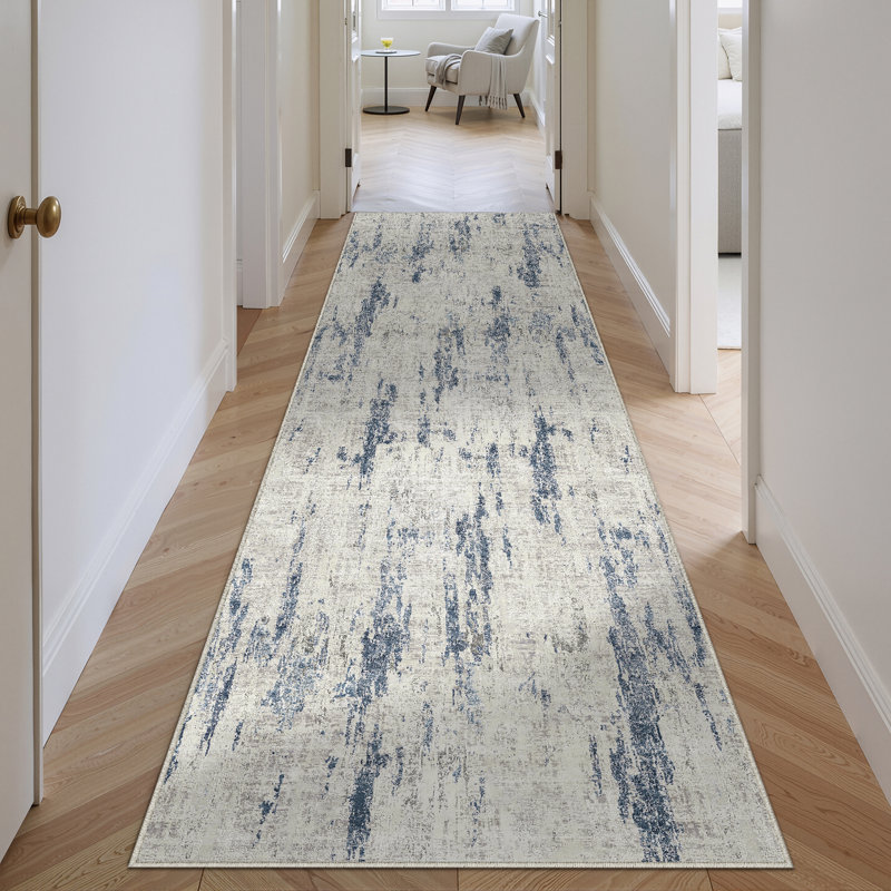 Elroy Modern Abstract Machine Washable Area Rug with Non-Slip Backing, Runner 2' x 8'