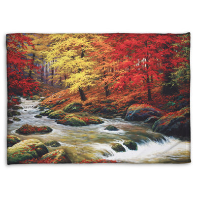 Coral Fleece Blanket, Autumn in Boulder Creek by Charles White