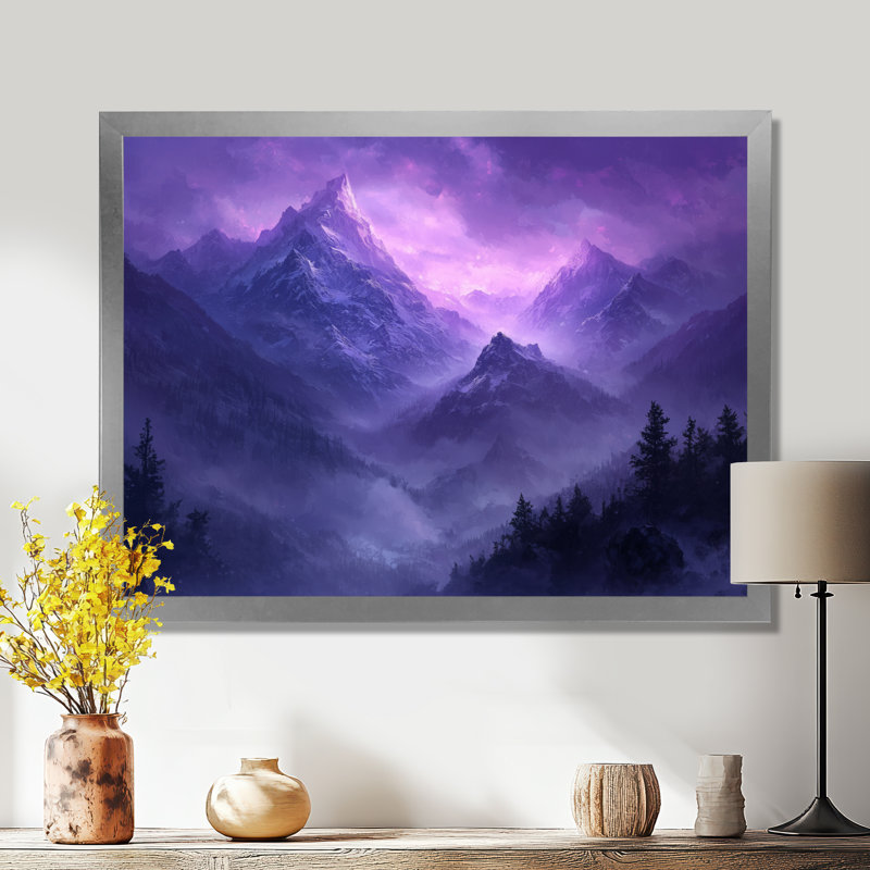 Décoration murale Gionnie Misty Peaks In The Twilight II - montagnes, H 30 po x l 40 po, Argent argent