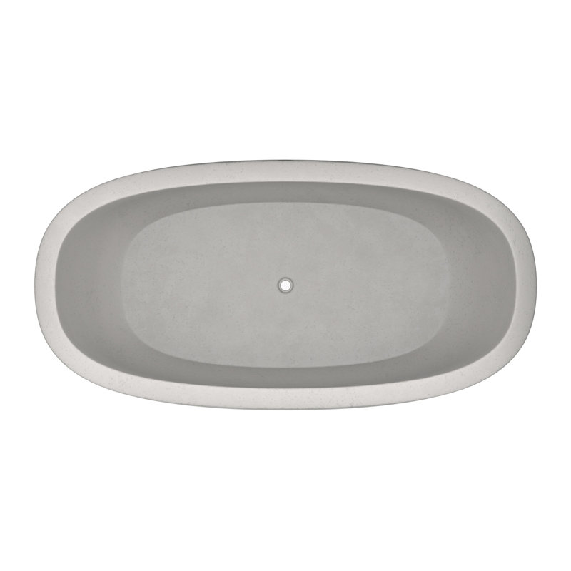 Avalon NativeStone Freestanding Soaking Cement Bathtub, Ash, 22" H x 36" W x 66" L