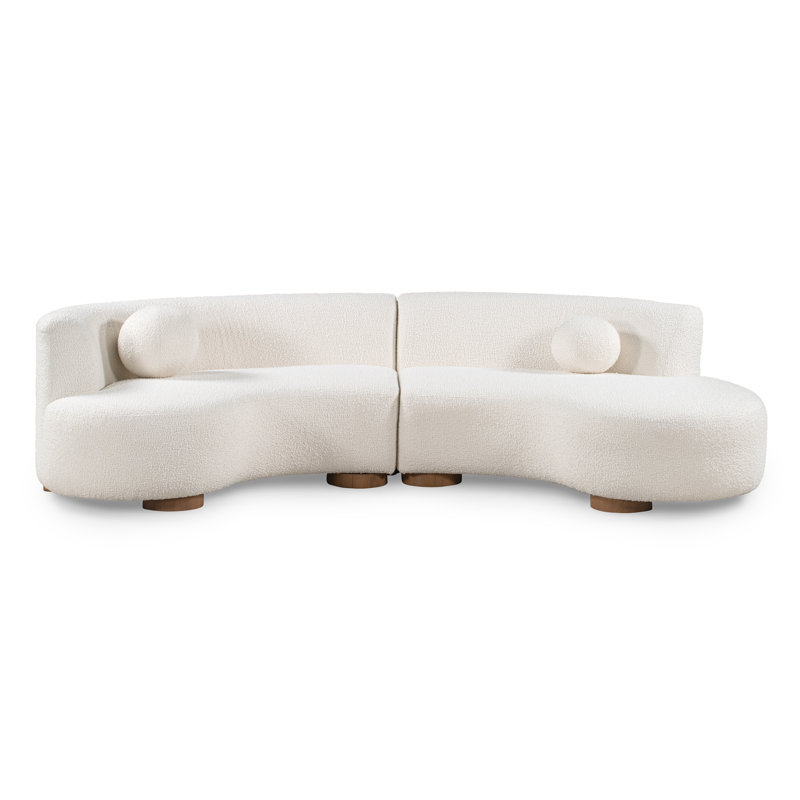 Octavia 2 - Piece Upholstered Curved Sectional, Ivory 