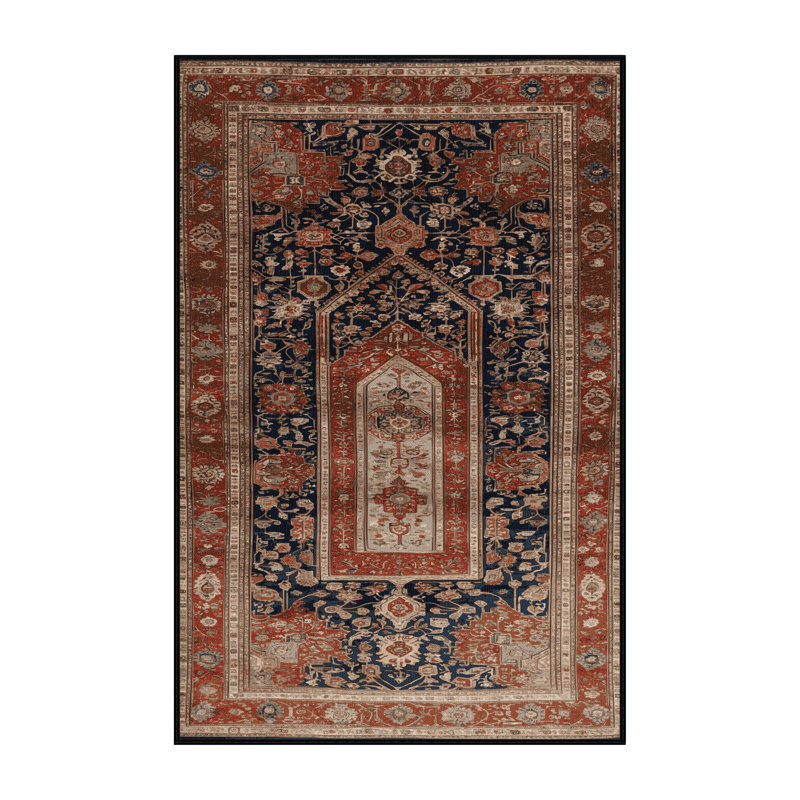 Machine Washable Turkish Brown Area Rug, Rectangulaire 7 pi x 10 pi