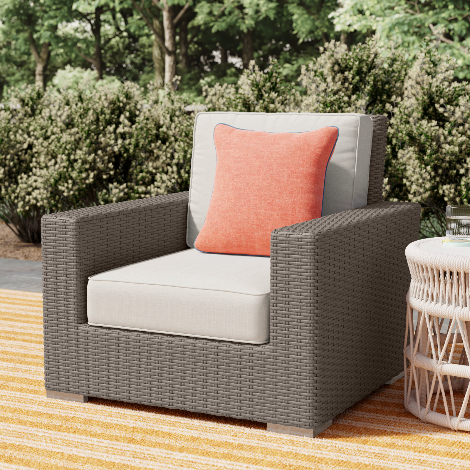 Montecito Sunbrella® Patio Lounge Chair, Canvas Flax Sunbrella® Canvas, Driftwood