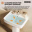 Lavabo sur pied de salle de bain en porcelaine vitrifiée blanche avec trop-plein, 60,5 cm de profondeur x 46,5 cm de largeur