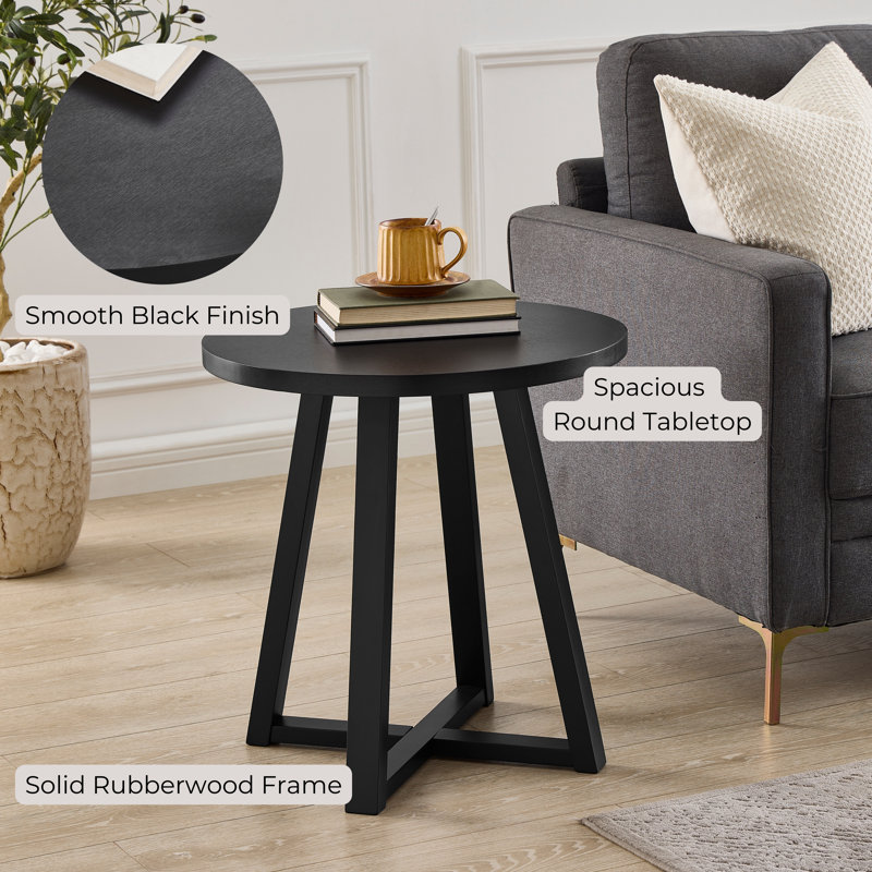 Marvis Savner Wood Round End Table, Black, Black