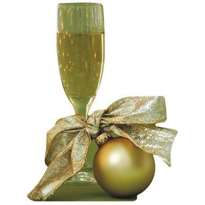 New Years Ornament Champaign Cardboard Cutout Standup