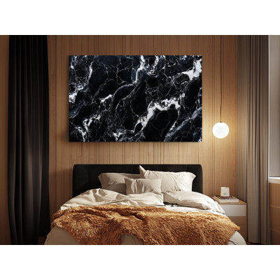 "Noir et blanc", texture abstraite de marbre sur toile de haute qualité - décoration murale fabriquée à la main - art élégant - cadeau - décoration murale