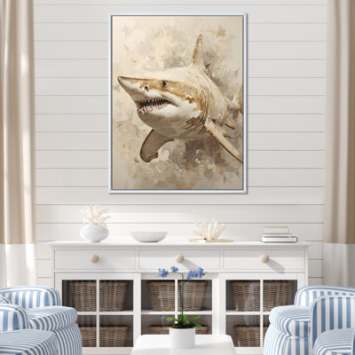 " Minimalism Shark Painting In Golden Beige III "