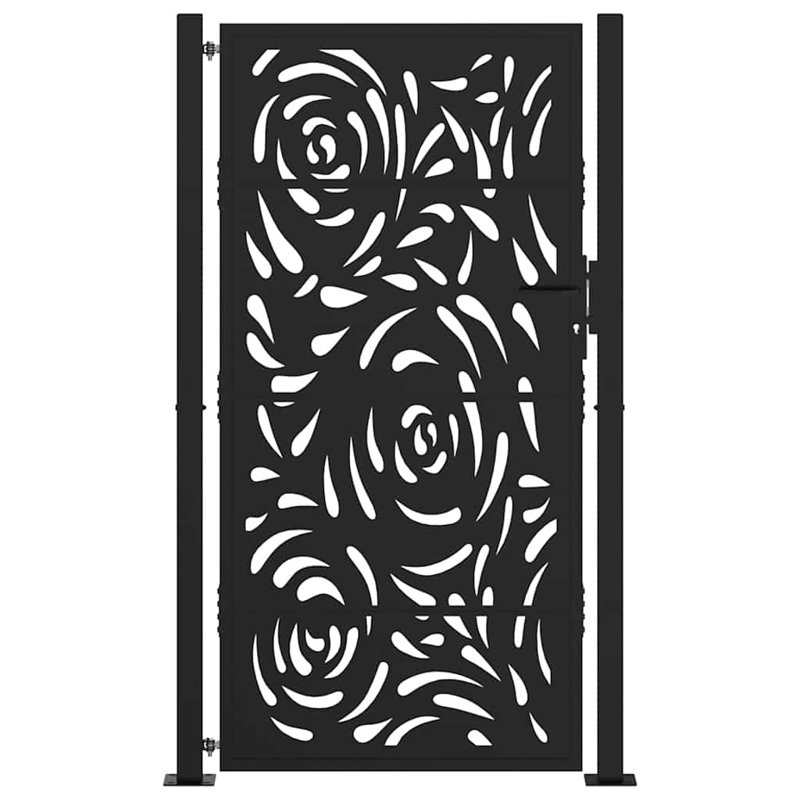  Garden Gate Steel Flame Design, 105 x 180 cm, Black