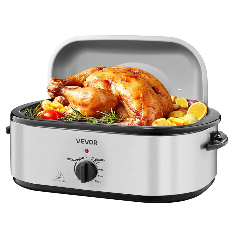 22qt Electric Roaster Oven With Self-basting Lid – 1450w Adjustable Temp (150°f-450°f), Defrost & Warm Functions, Fits 26 Lb Turkey, Multifunctional Roasting Pan For Holiday Meals