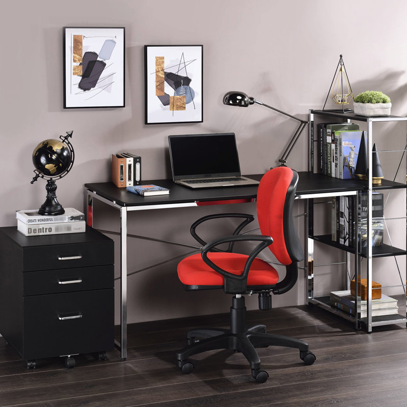 Table d'écriture contemporaine de style moderne avec plateau de rangement traîneau noir, Noir