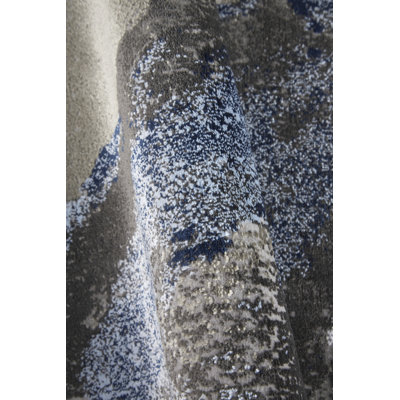 7' X 10' Blue Gray And White Abstract Area Rug
