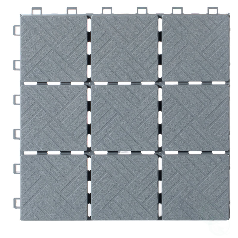 Gray Plastic Interlocking Square Outdoor Deck Tiles with Water Protection