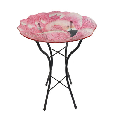 Bain d'oiseaux en verre Flamingo