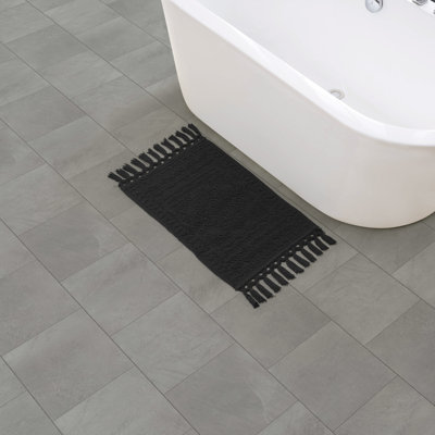French Connection Nellore Fringe Machine Washable Cotton Bath Rug