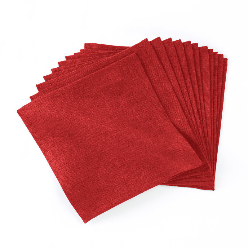 100% Pure Linen Cocktail Napkins - Athena, 6" x 6", Red