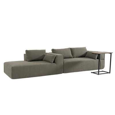 Modular Sectional Sofa with Free Side Table,Wide Seat,Fully Compressed,Wrinkle-resistant Boucle Fabric Couch with Chaise,Free Combination,L-Shaped Sof -  George Oliver, 885CB8D1B585437090F83FFDF73D73E4