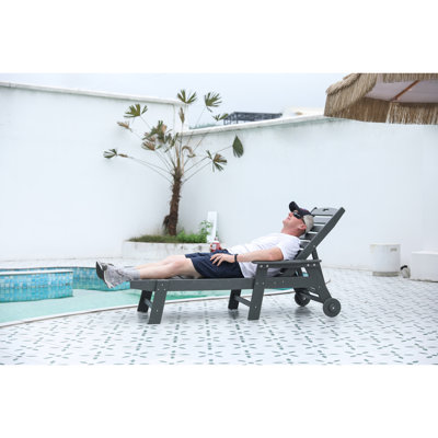 Méridienne avec 5 positions et porte-gobelet, roues pour la mobilité, terrasse de plage et de jardin 5