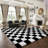 Plush Checkered Shag Area Rug - Soft Fluffy Black White Grid Fleece Carpet for Living Room, Bedroom, Dry-Clean Only, High-Pile Shaggy Rug with Modern Checkerboard Pattern, Cozy Non-Slip Floor Decor for Contemporary Home Spaces-60246644-58974494