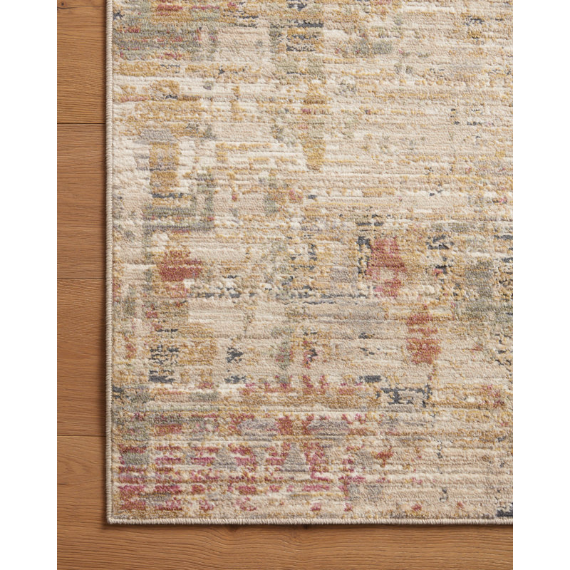Tapis en polypropylène / polyester tissé à la machine en beige / gris, Rectangle de 10 pi x 14 pi