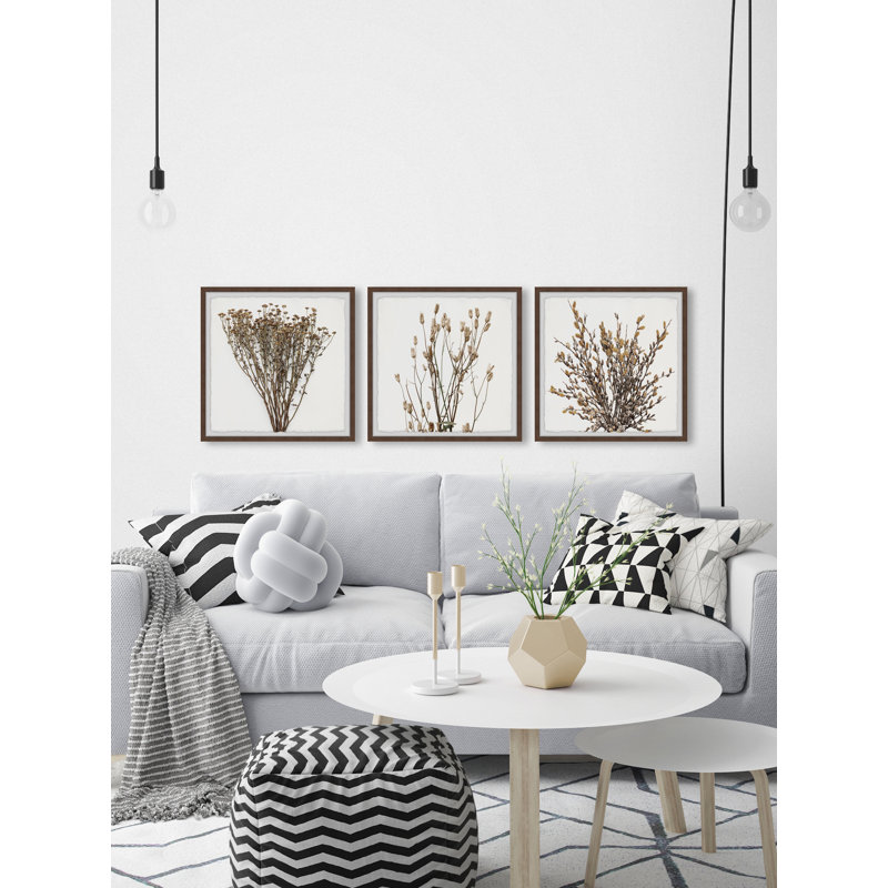 Brown Branches by Marmont Hill - 3 Piece Single Picture Frame Painting Set, 45"H x 45"H x 3.81"D