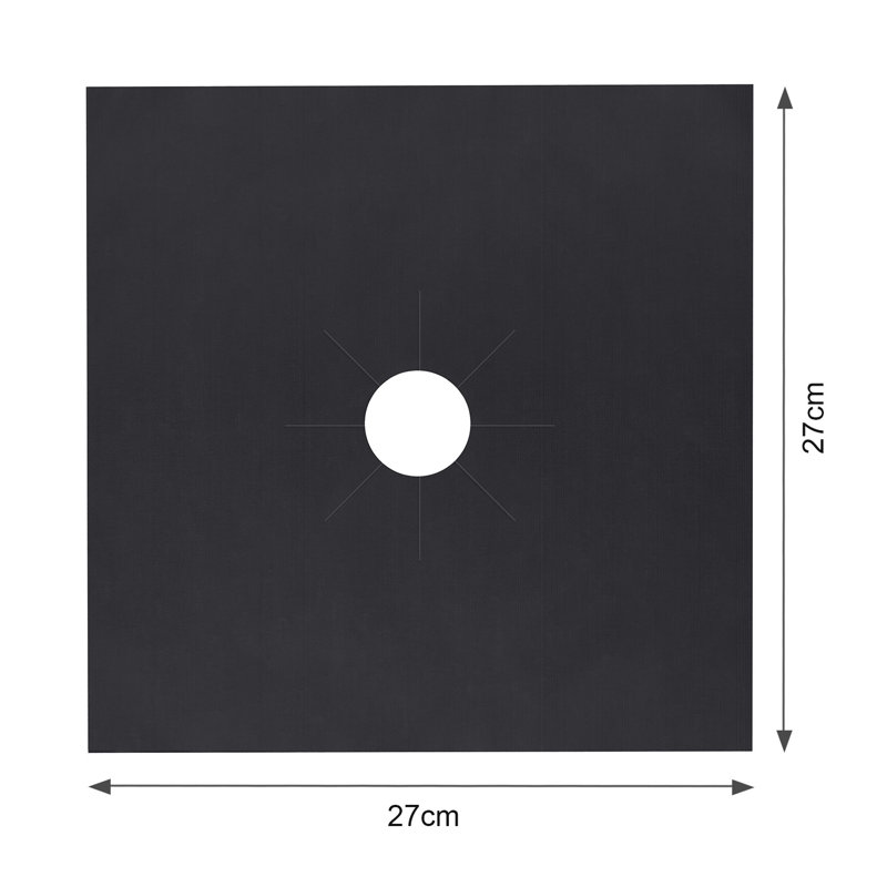 Paquet de 4 doublures de protection de brûleur antiadhésives réutilisables pour cuisinière, Black