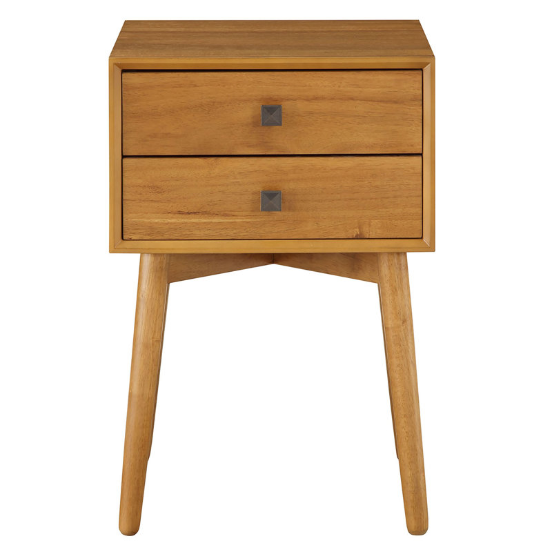 Table de bout à 2 tiroirs avec rangement , Chêne clair