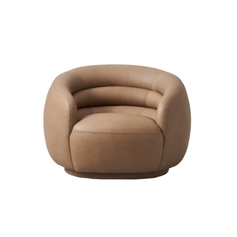 Fauteuil demi-tonneau pivotant en cuir