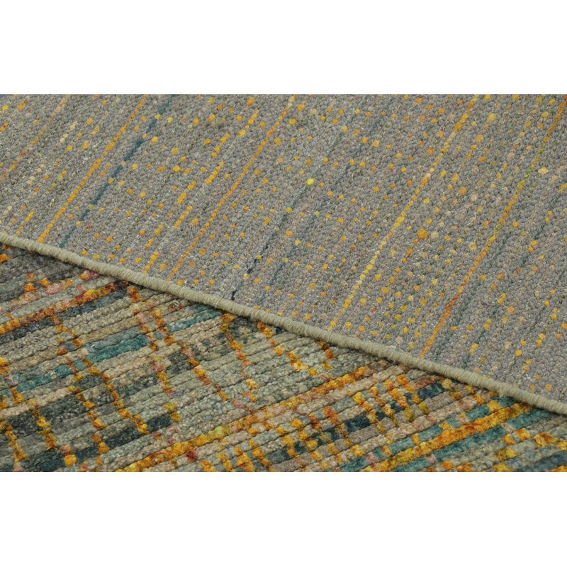 Rug & Kilim’S Moroccan-Inspired Rug In Warm Orange And Green Geometric Pattern