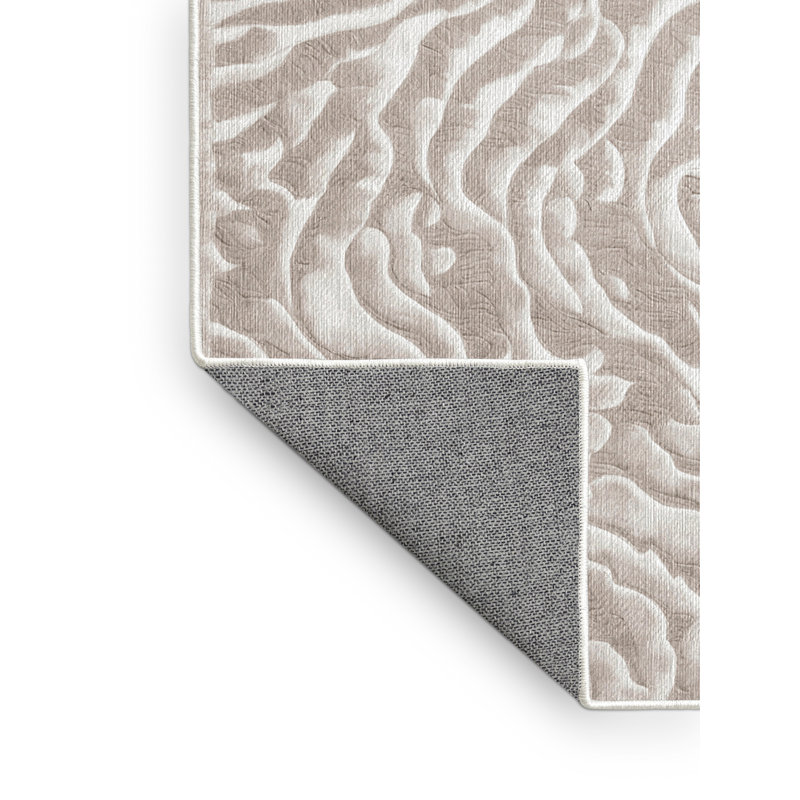Machine Washable Beige Area Rug, Square 8'