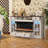  Gyung 55.3 Inch Wide Sideboard Buffet Cabinet with Electric Fireplace & LED Lighting - Freestanding Storage Furniture for Dining/Living Room