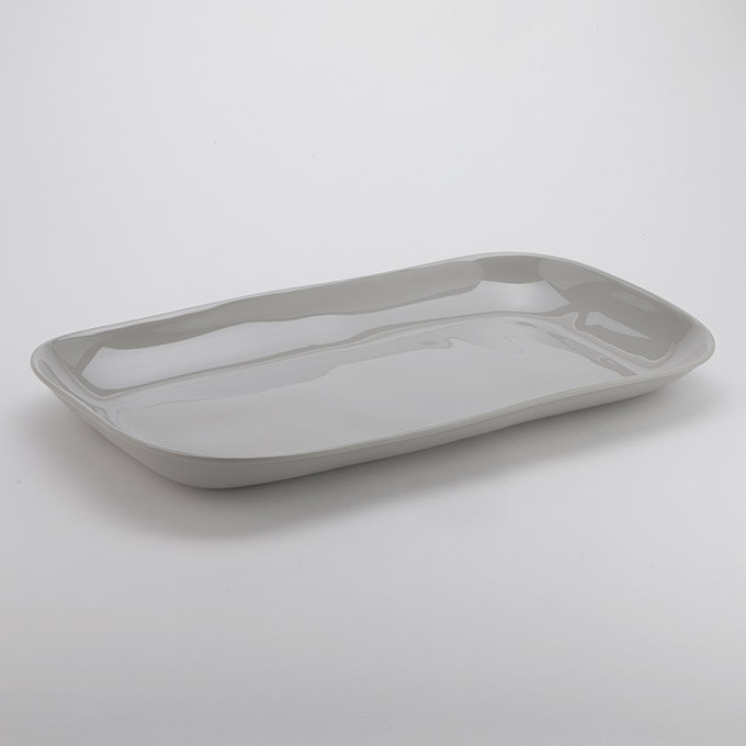 Gray Rectangular Melamine Serving Platter 21" x 12.8"