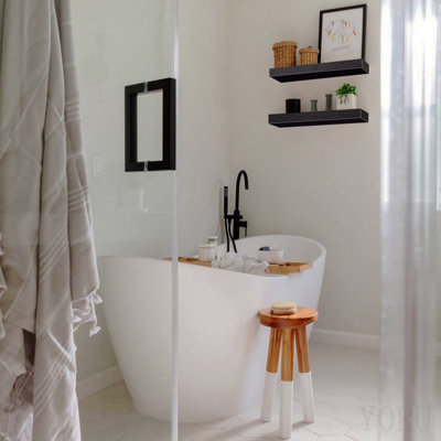 Ensemble de 2 tablettes de salle de bain flottantes pour étagère murale au-dessus de la toilette, ensemble de 2 décorations murales de style campagnard, noir