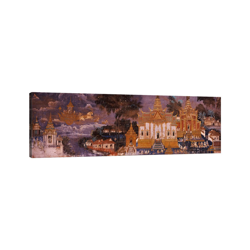 Ramayana Murals In A Palace, Royal Palace, Phnom Penh, Cambodia - Wrapped Canvas Panoramic Painting