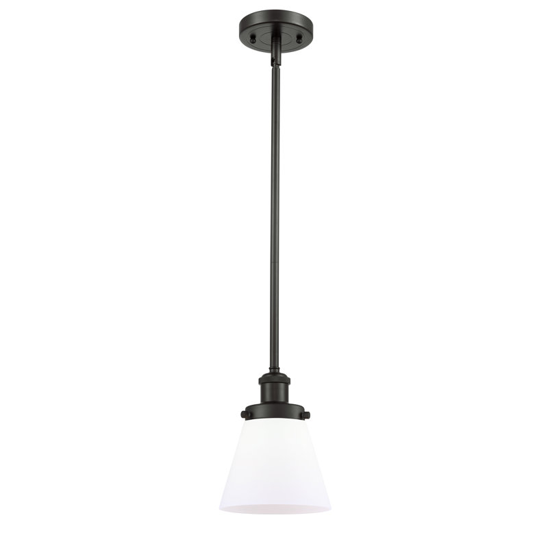 Mini-luminaire suspendu avec tige 6 po Ballston Urban Cone, Blanc mat, Bronze frotté à l'huile, DEL