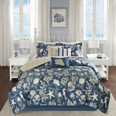 Édredon bleu en coton 7 pièces