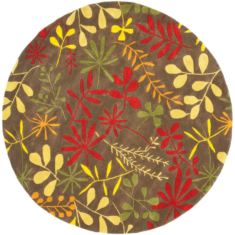 Avayah Soho Hand Tufted Wool And Viscose Floral Rug, Round 6'