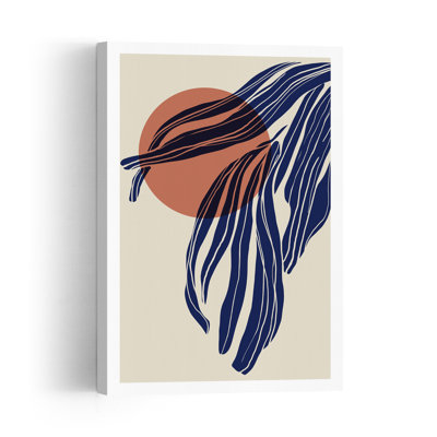 Sunset Waves Abstract Modern Retro Palm Nature Sunset Wall Art Print