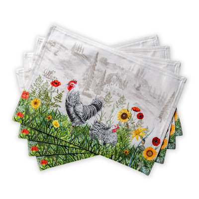 Maison d'Hermine  Basse Cour 100% Cotton Placemats Set 4 - 13" x 19"
