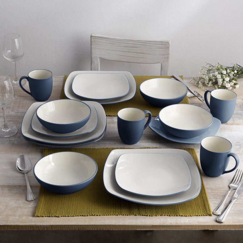 Service de table carré 16 pièces Noritake Colorwave, service pour 4, Bleu