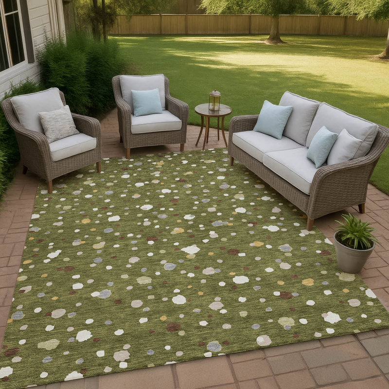 Machine Washable Indoor/Outdoor Chantille ACN2518 Geometric Rug, Rectangle 10' x 14', Olive