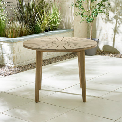 Annily Acacia Round Outdoor Patio Dining Table - Seats 4 For Modern Outdoor Patio Dining